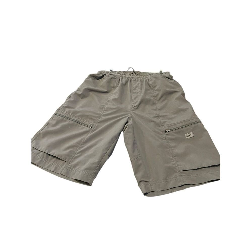 Nike Mens Gray Elastic Waistband Pull On Drawstring Cargo Shorts Size Large